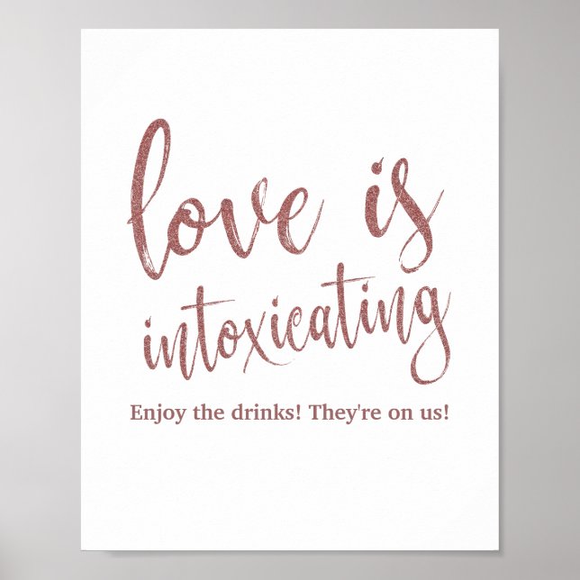 Poster Sinal de Glitter Rosa Dourado Intoxicante de Amor  (Frente)