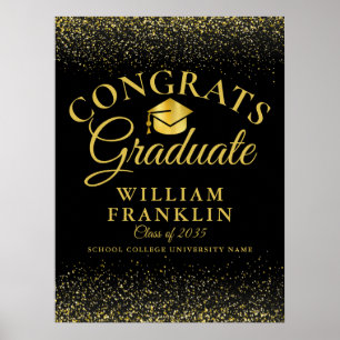 Poster Sinal de Graduação Moderna, Preto E Dourado