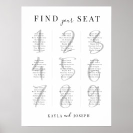 Poster Sinal de Gráfico de Assentos de Casamento 9 Mesa M