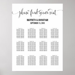 Poster Sinal de Gráfico de Assentos de Casamento de Scrip