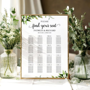 Poster Sinal de Gráfico de Assentos de Casamento Elegante
