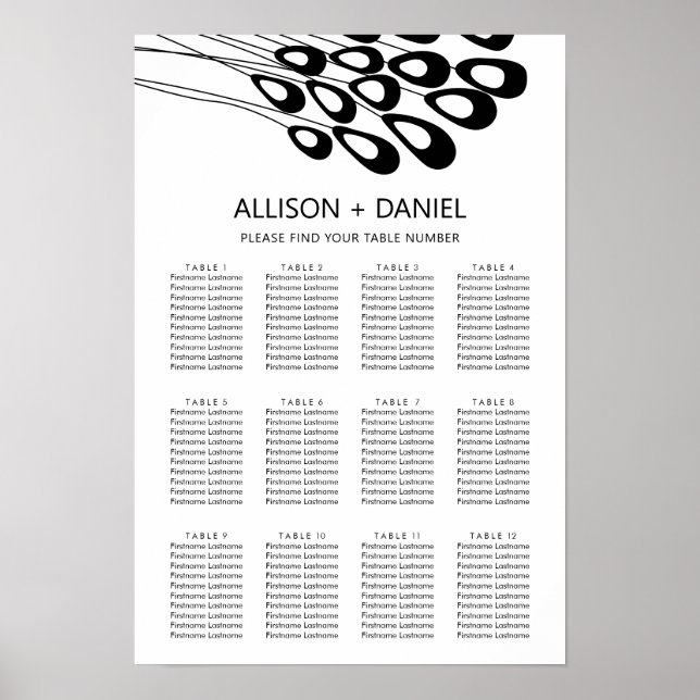 Poster Sinal de Gráfico de Assentos de Casamento Estiliza (Frente)