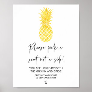 Poster Sinal de Gráfico de Assentos de Casamento na Praia