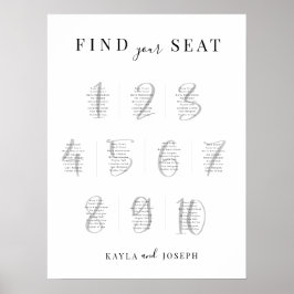 Poster Sinal de Gráfico de Assentos de Casamento Simples