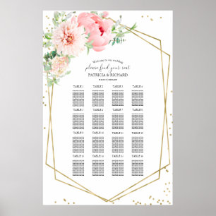 Poster Sinal de Gráfico de Casamento Blush Elegante Flor