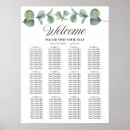 Poster Sinal de Gráfico de Casamento Eucalyptus elegante