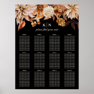 Poster Sinal de Gráfico de Casamento Floral do outono Ele