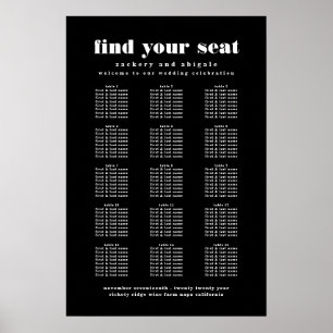 Poster Sinal de Gráfico de Sentados de Casamento Branco P