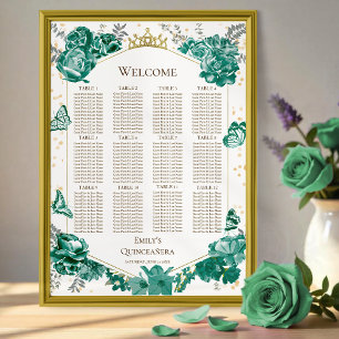 Poster Sinal de Gráfico Verde Quinceanera Butterflys