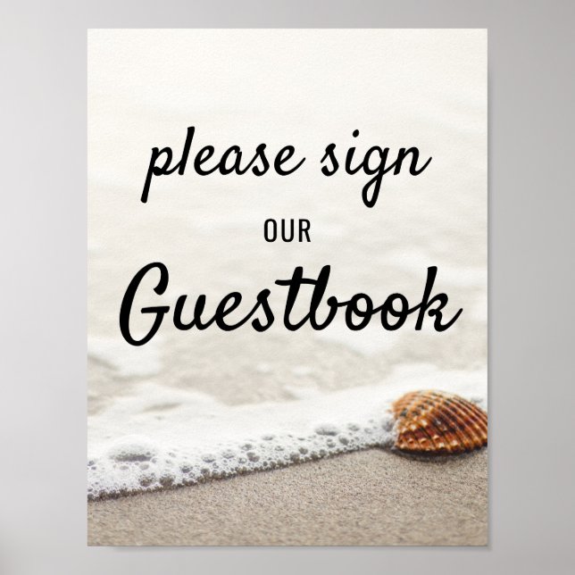 Poster Sinal de Guestbook Beach Waves (Frente)