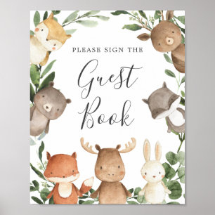 Poster Sinal de Guestbook de Amigos do Woodland