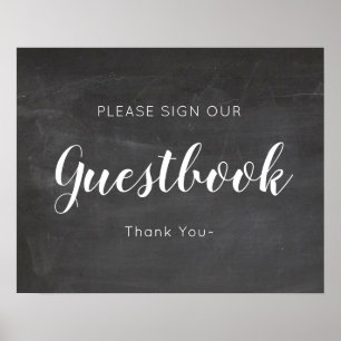 Poster Sinal de Guestbook de Casamento Chalkboard