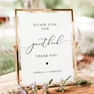 Poster Sinal de Guestbook de Casamento de Caligrafia Eleg