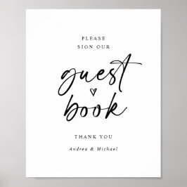 Poster Sinal de Guestbook de Casamento Diversão Minimalis