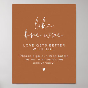 Poster Sinal de Guestbook de Casamento do Vinho Terracott