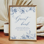 Poster Sinal de Guestbook de Casamento Floral de Chinoise<br><div class="desc">Sinal de Guestbook de Casamento Floral de Chinoiserie Azul</div>