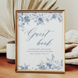 Poster Sinal de Guestbook de Casamento Floral de Chinoise