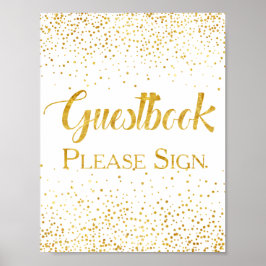 Pôster Sinal de Guestbook de Confetti de Glitter Dourado 