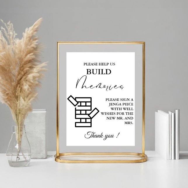 Poster Sinal de Guestbook de Jogo Jenga de Casamento Míni (Criador carregado)