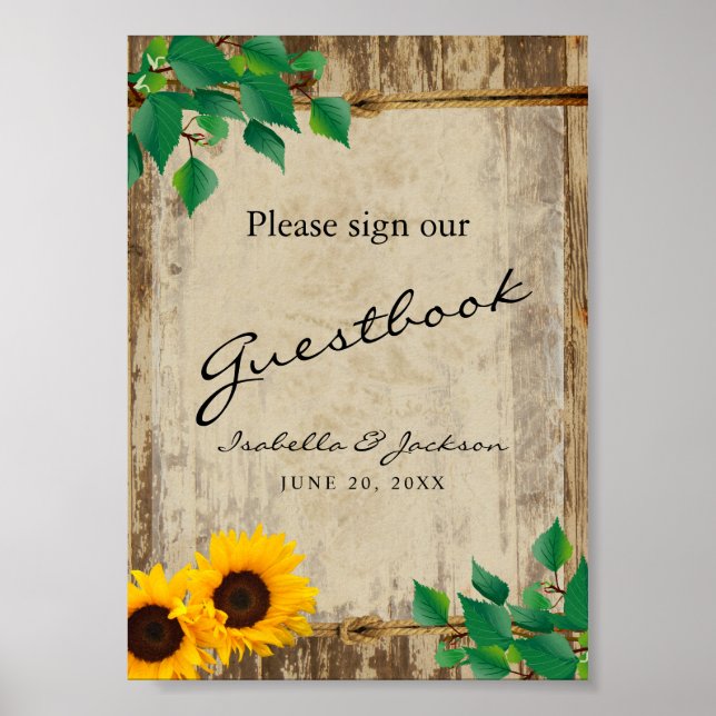 Poster Sinal de Guestbook do Sunflower Barn (Frente)