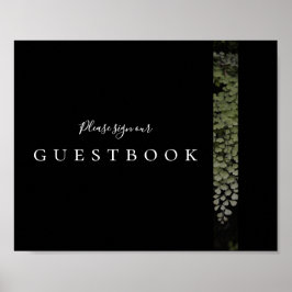 Poster Sinal de Guestbook Moderno das Ferns Escuras e Moo