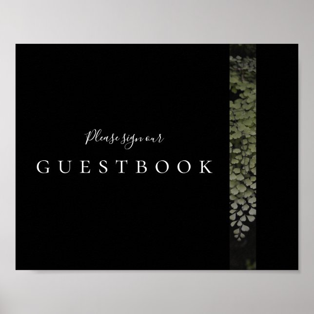 Poster Sinal de Guestbook Moderno das Ferns Escuras e Moo (Frente)