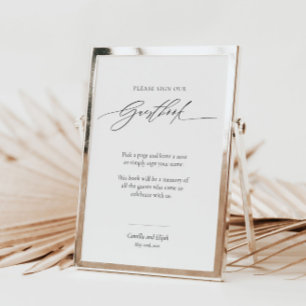 Poster Sinal de Guestbook Moderno de Casamento com Caligr