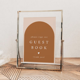 Poster Sinal de Guestbook Moderno Laranja Queimado MIA