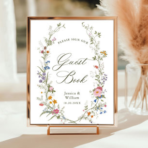 Poster Sinal de Guestbook Pastel Pink Floral