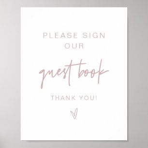 Poster Sinal de Guestbook Rosa Rosa do MARLO Boho Dusty