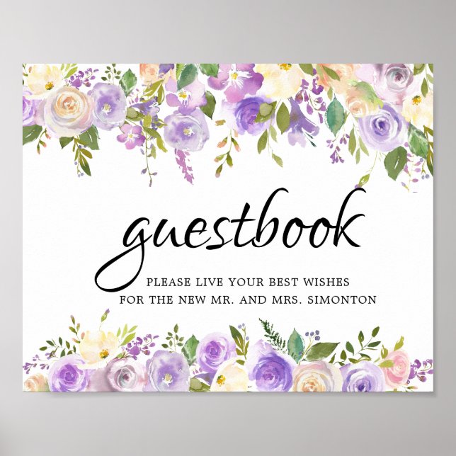 Poster Sinal de Guestbook Roxo (Frente)
