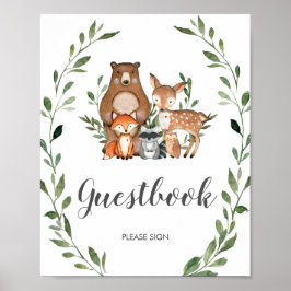 Poster Sinal de Guestbook Rustic Greenerescer Woodland