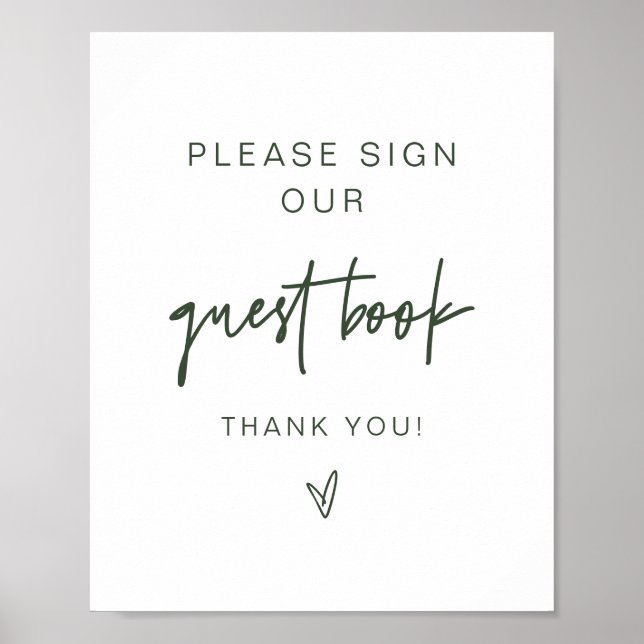 Poster Sinal de Guestbook Verde da Floresta MARLO Boho (Frente)