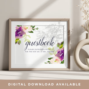 Poster Sinal de Guestbook Vibrant Bloom
