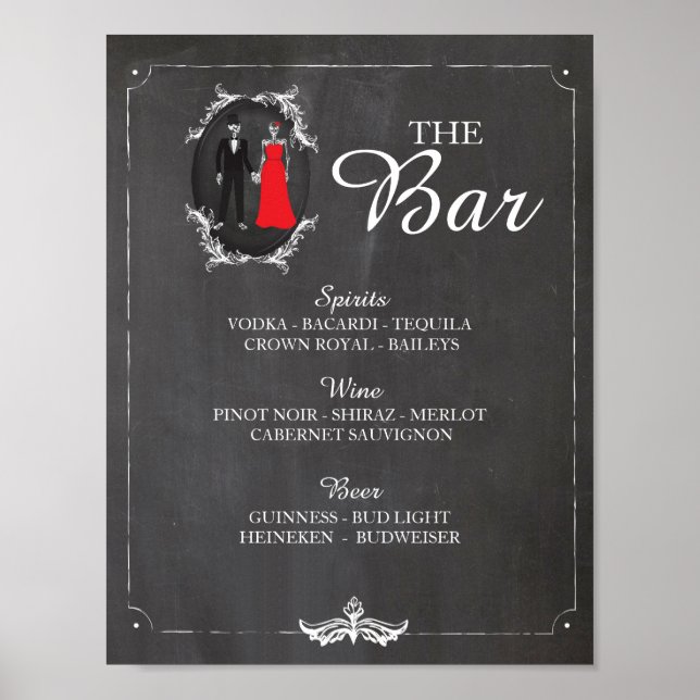 Poster Sinal de Halloween de Esqueletos do Bar Recepção d (Frente)