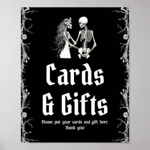 Poster Sinal de Halloween Skeleton Wedds Cards e Presente