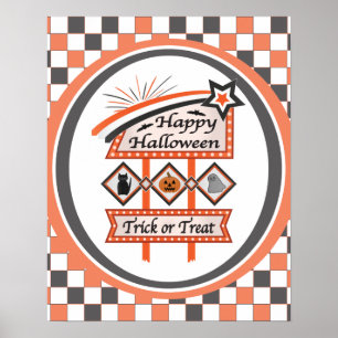 Poster Sinal de Halloween Vintage Retro – Truque ou Trata