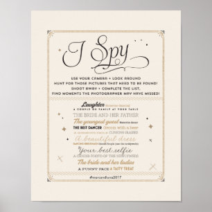 Poster Sinal de Hashtag Black & Dourado I Spy Wedding