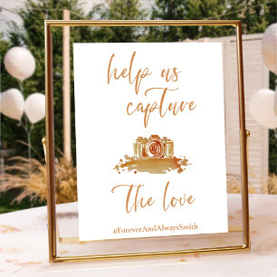 Poster Sinal de Hashtag Boho Minimalista de Casamento Lar