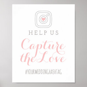 Pôster Sinal de Hashtag de Casamento Capture the Love Blu