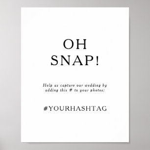 Poster Sinal de hashtag de casamento clássico minimalista