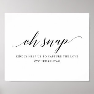 Poster Sinal de hashtag de casamento da tipografia elegan