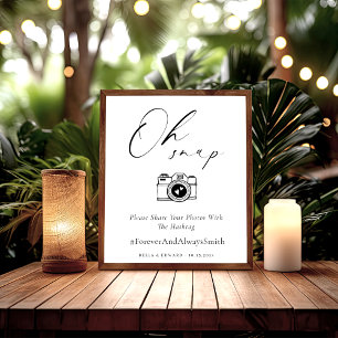 Poster Sinal de Hashtag de Casamento de Casamento Minimal