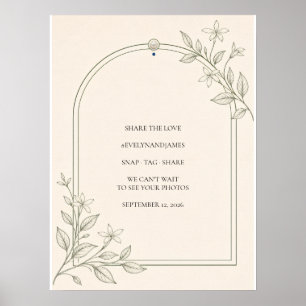 Poster Sinal de Hashtag de Casamento de Compartilhamento