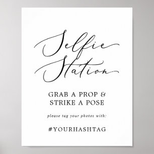 Poster Sinal de Hashtag de Estação de Selfie Preto Delica