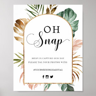 Poster Sinal de Hashtag de Snap Sign de Arranque de Folha