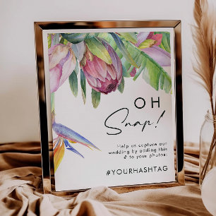 Poster Sinal de Hashtag de Snap Tropical Colorida