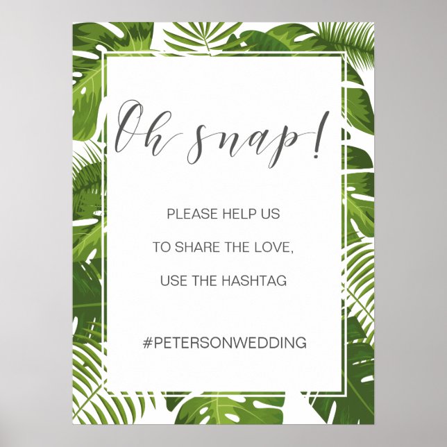 Poster Sinal de hashtag tropical elegante OH SNAP (Frente)