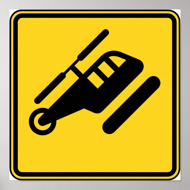 Poster Sinal de helicóptero de precaução (Frente)