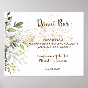 Poster Sinal de Herbal de Mesa de Doces de Donut Bar Casa